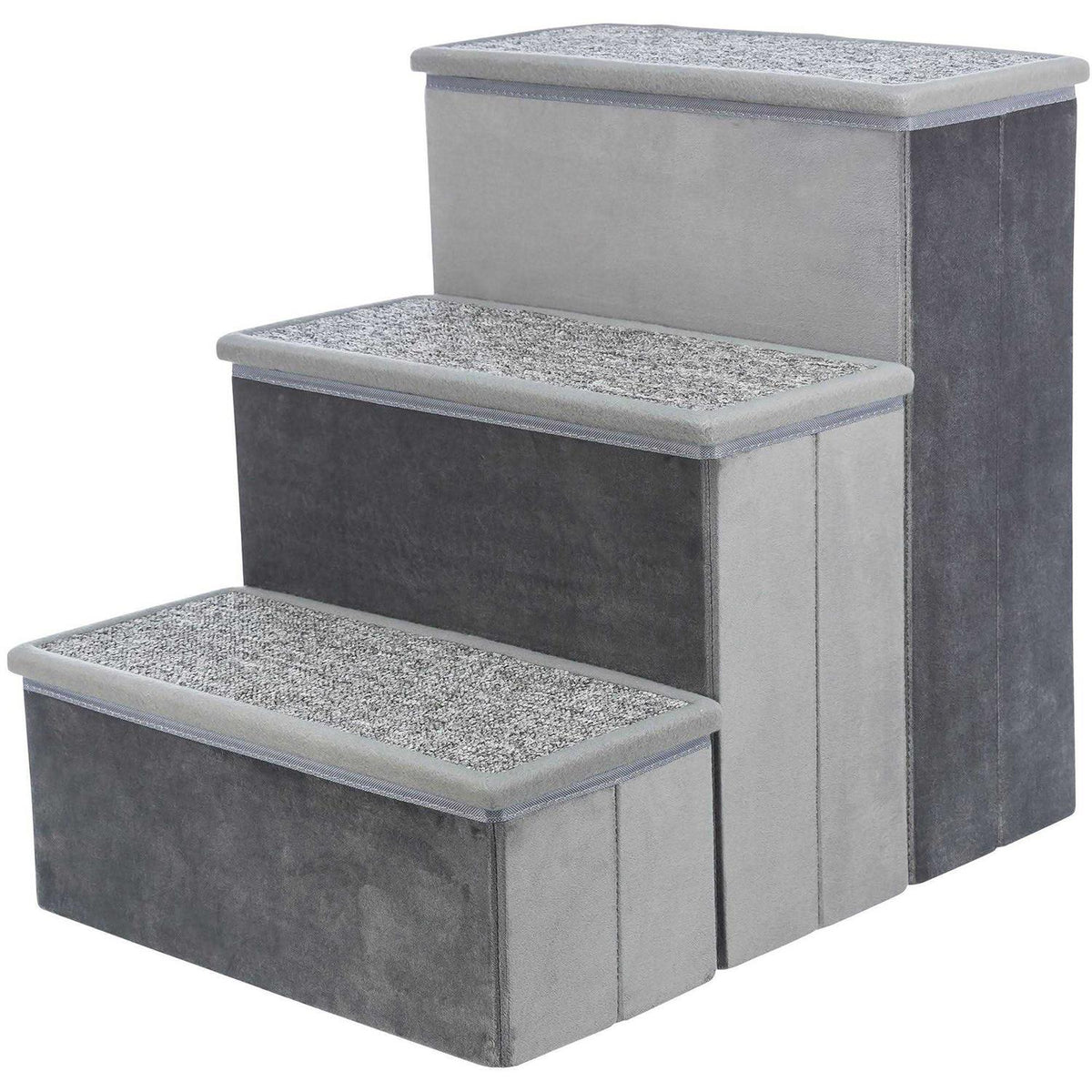 Foldable 3-Step Pet Stairs with Storage Q274