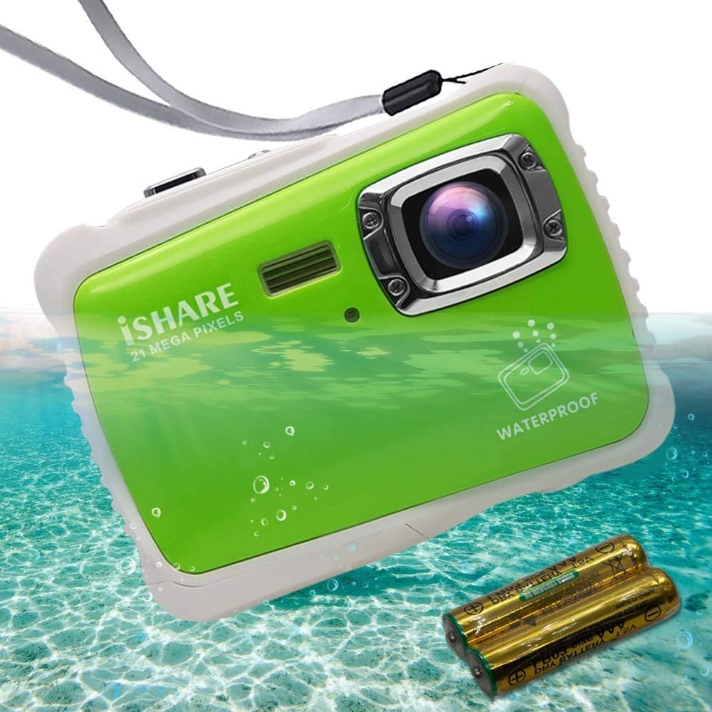 Kids Waterproof Camera with 21MP HD 2.0 LCD 8X Digital Zoom Green T68628