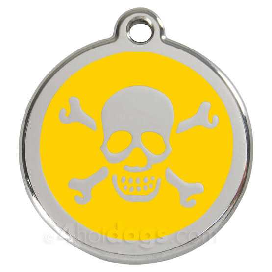 Enamel Pet ID Tag Skull & Cross Bone W88497