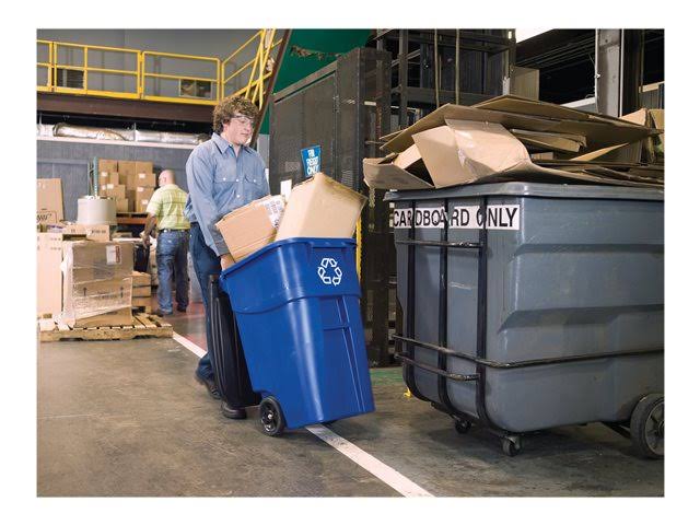 Blue Resin Trash Can with Wheels T9501