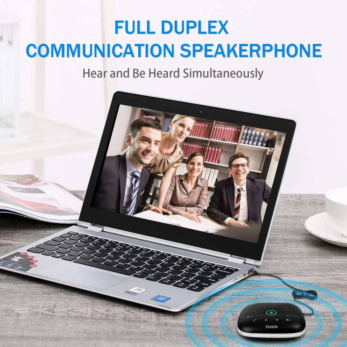 Bluetooth Conference Speakerphone with 4 Noise Cancellation Mics B560837