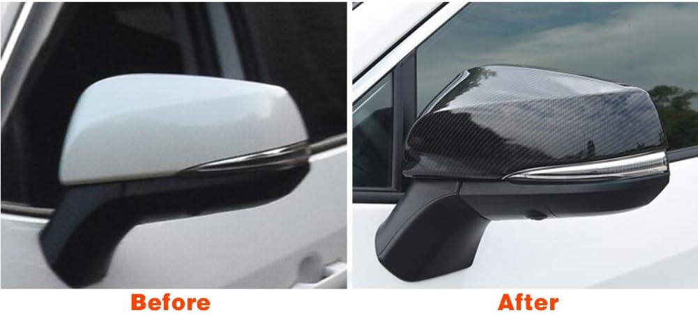 Rear View Mirror Guard Cover Trims ABS Carbon Fiber Pattern T3884