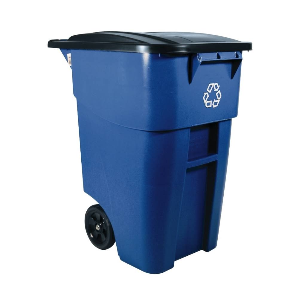 Blue Resin Trash Can with Wheels T9501