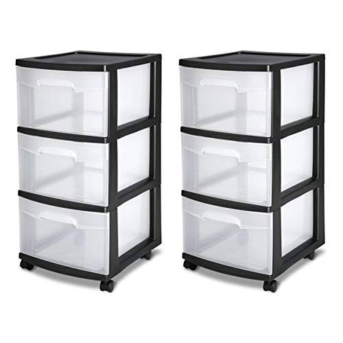 3 Drawer Cart Black Set of 2 H9780