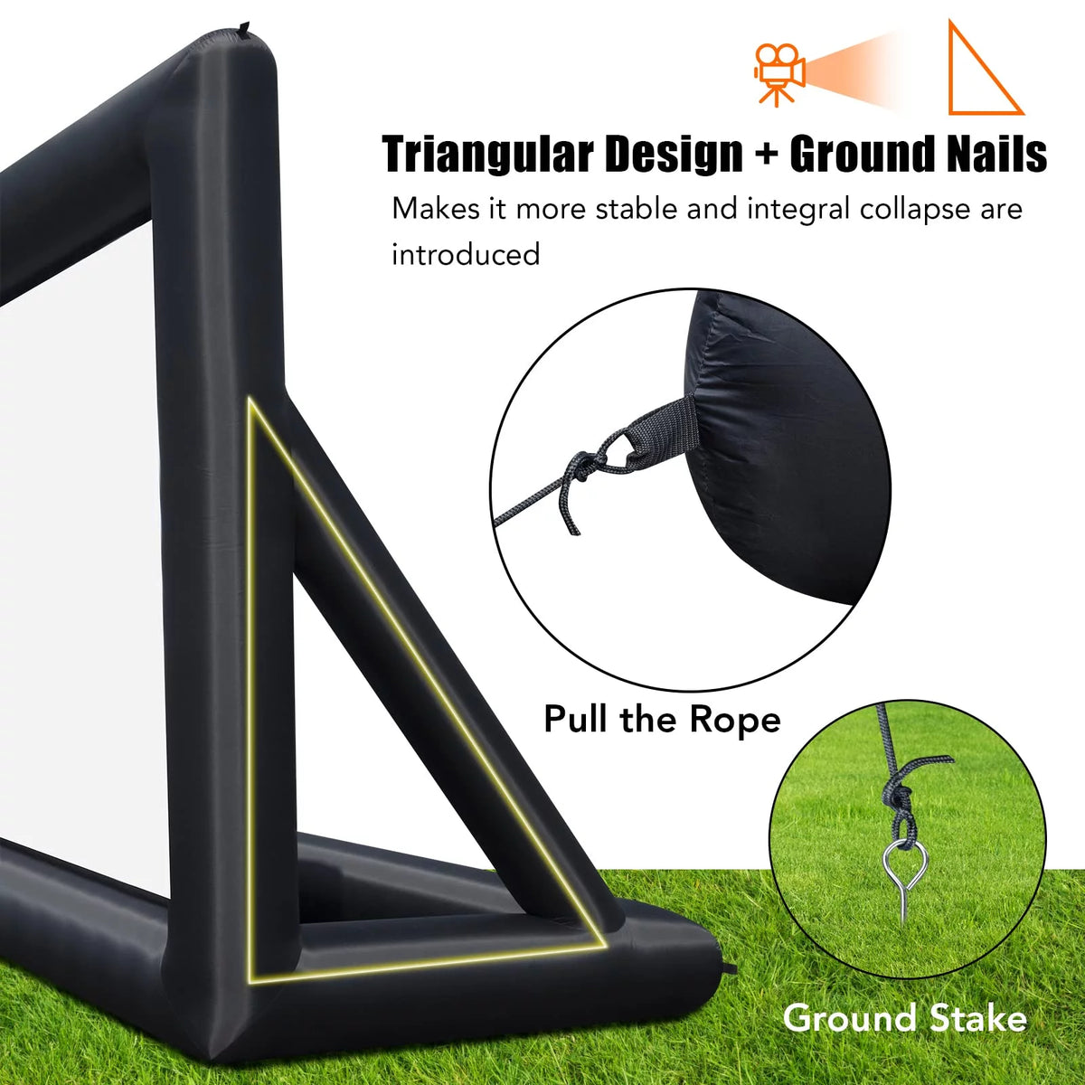 Inflatable Projector Screen, 20FT Portable Front & Rear Projection with Carry Bag O22499
