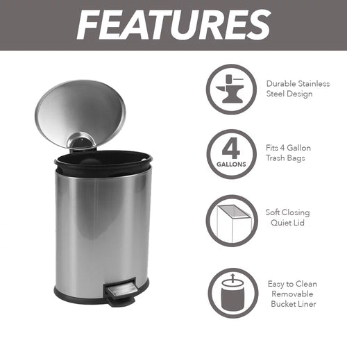 1.3 Gallon Stainless Steel Trash Can Z9981