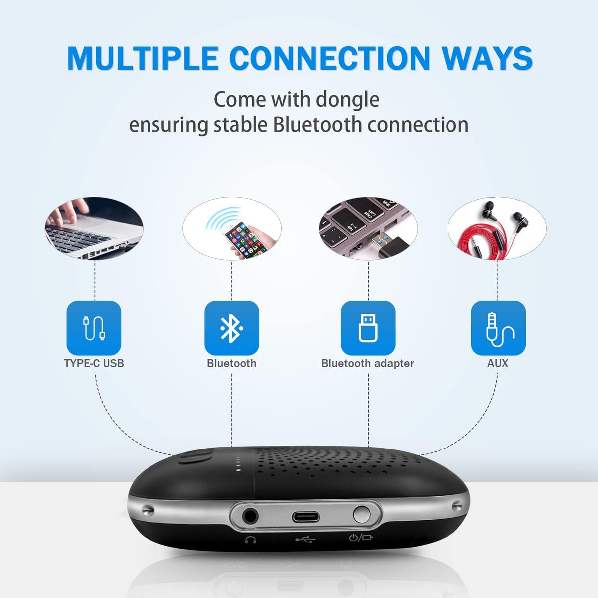 Bluetooth Conference Speakerphone with 4 Noise Cancellation Mics B560837