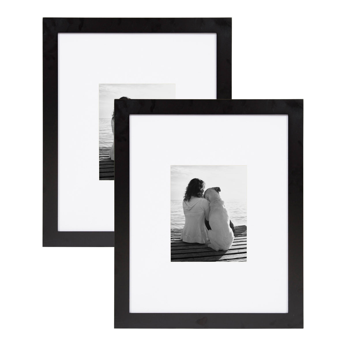 Wooden Traditional Picture Frame Set, 16x20 Matted to 8x10, Black I866159