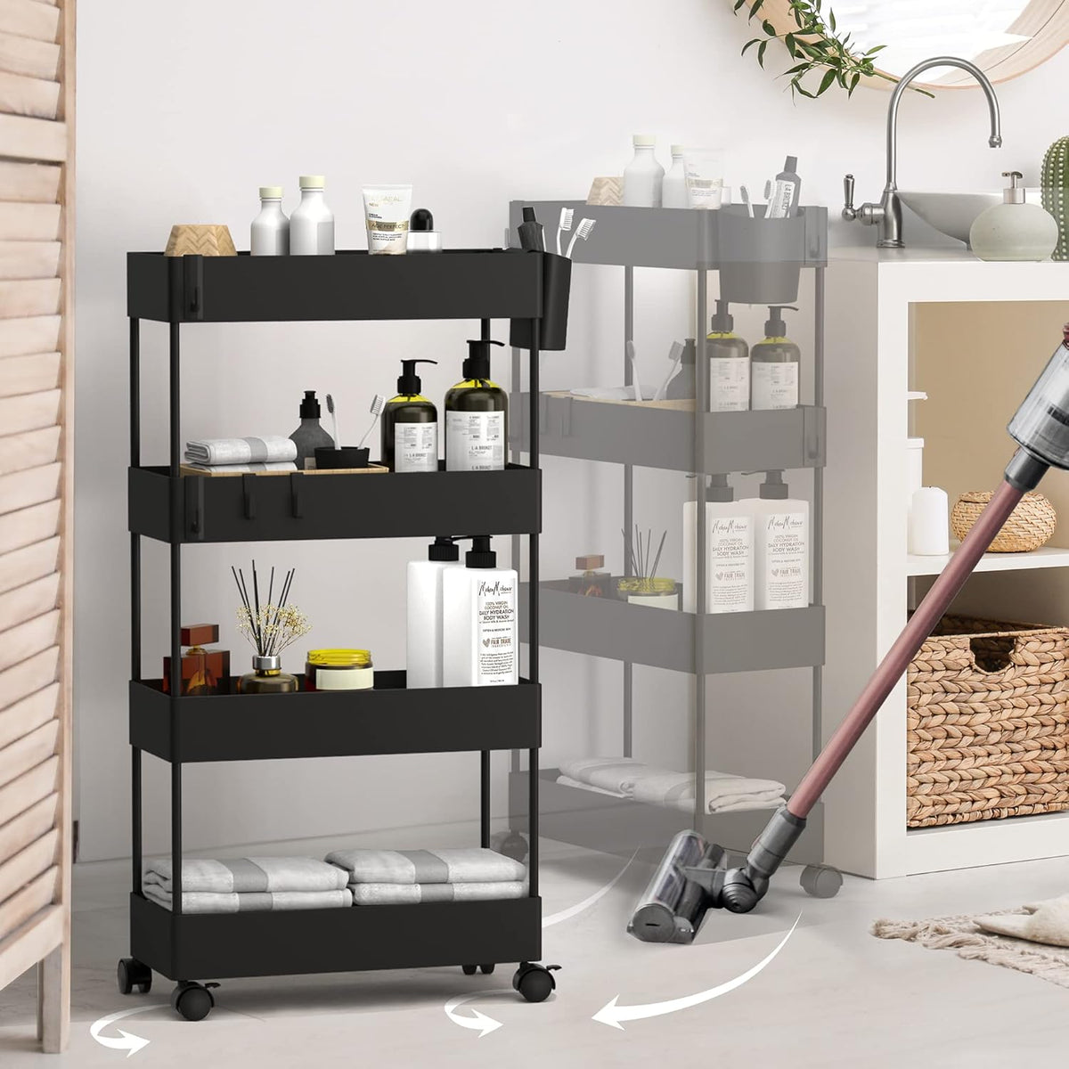 4 Tier Slim Rolling Storage Cart with Wheels O436