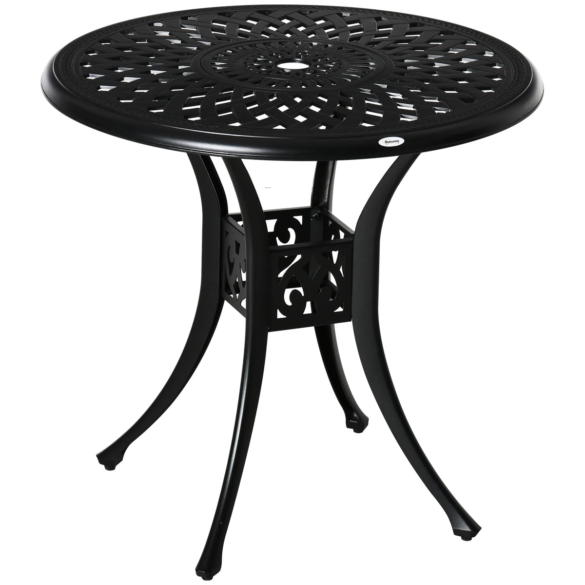 30 Round Patio Dining Table with Umbrella Hole, Black O41609