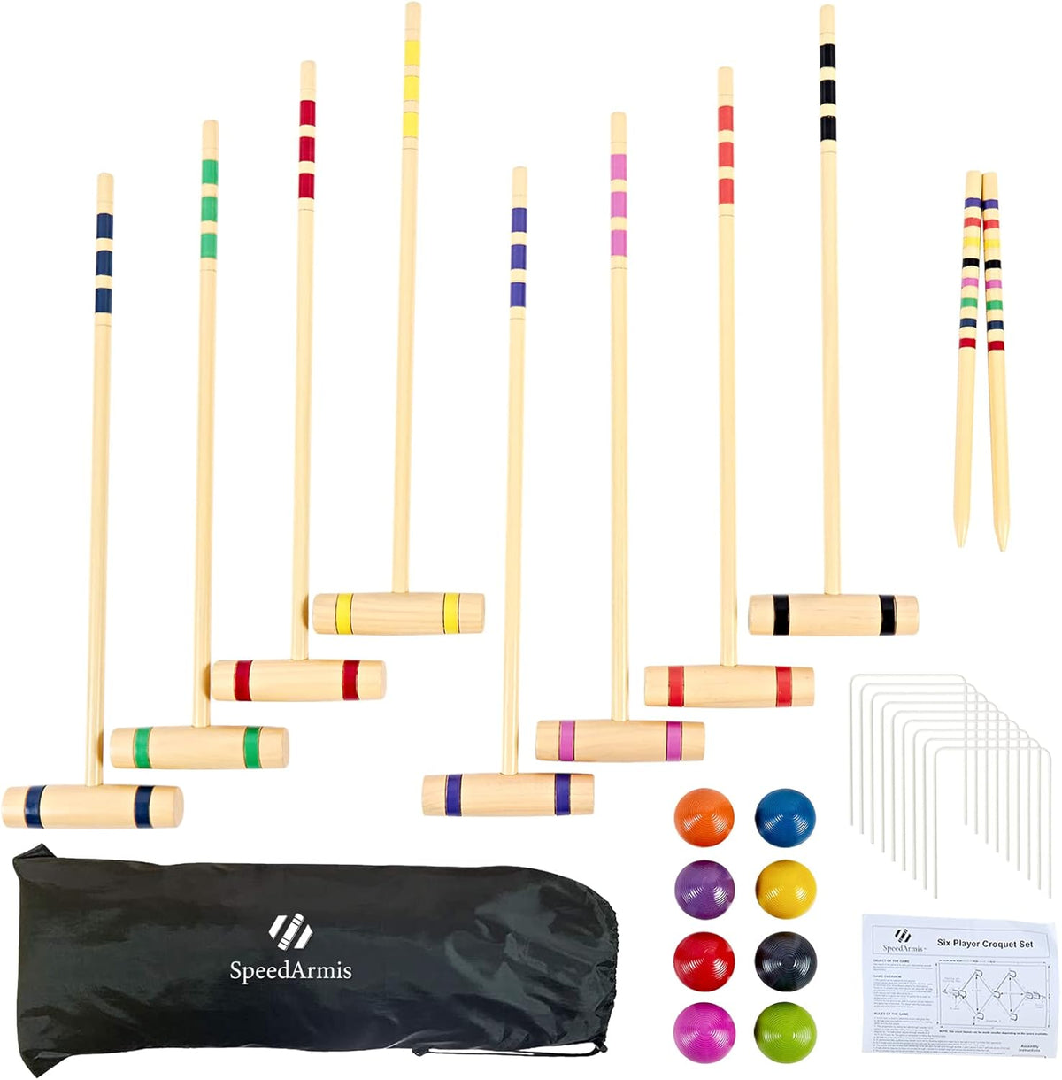8 Players Croquet Set with Pine Wooden Mallets P207
