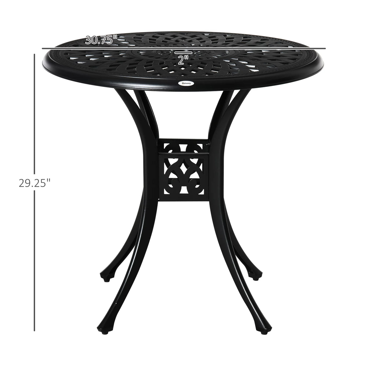 30 Round Patio Dining Table with Umbrella Hole, Black O41609