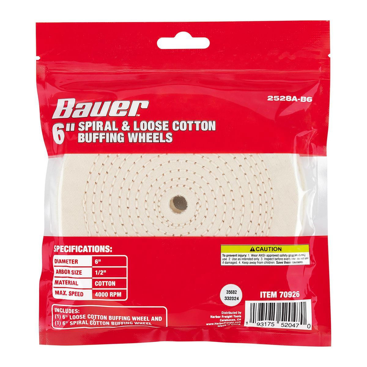 6 in. Cotton Buffing Wheels, 2-Piece L370