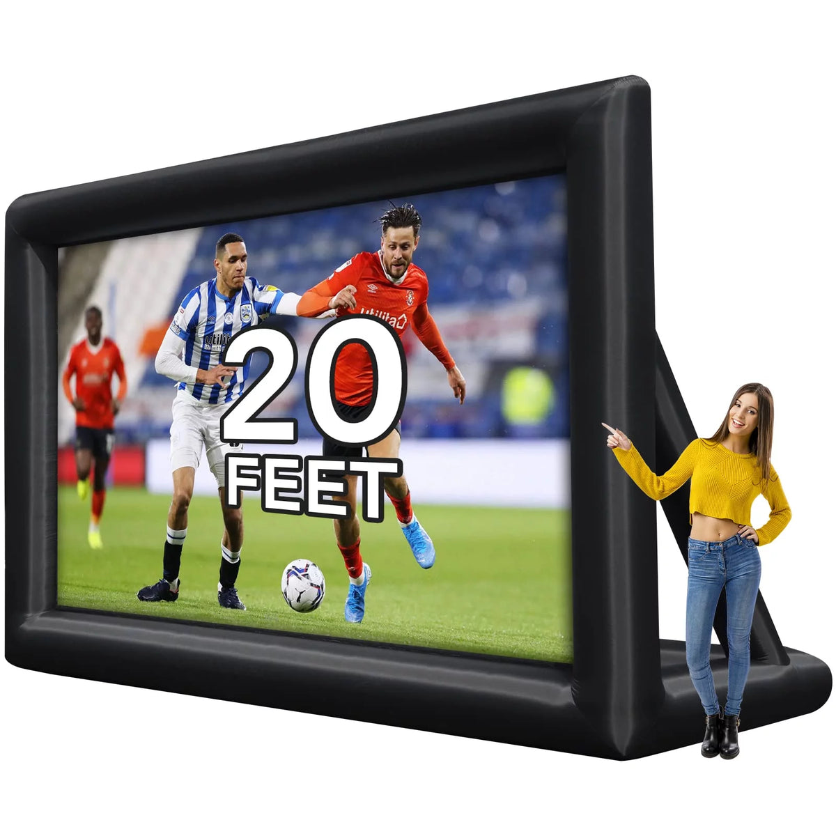 Inflatable Projector Screen, 20FT Portable Front & Rear Projection with Carry Bag O22499