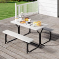 Light Gray Heavy-Duty Outdoor Picnic Table Set A29542