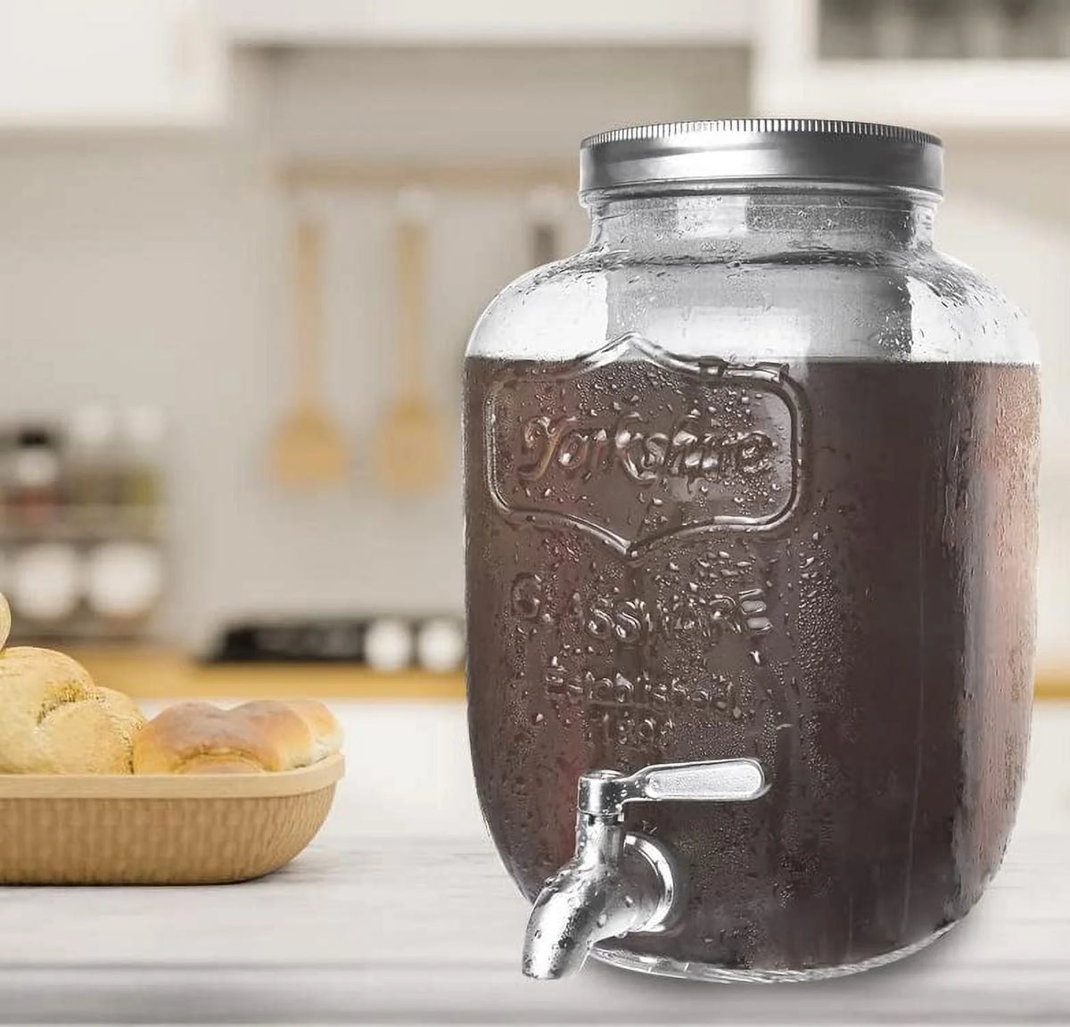 1 Gallon Cold Brew Coffee Maker with Glass Carafe and Stainless Steel Filter F973502