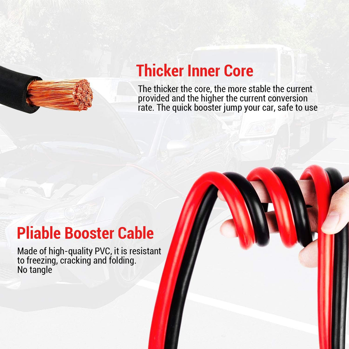 Heavy Duty Jumper Cables 0 Gauge x 30Ft 1000AMP with Carry Bag B8990