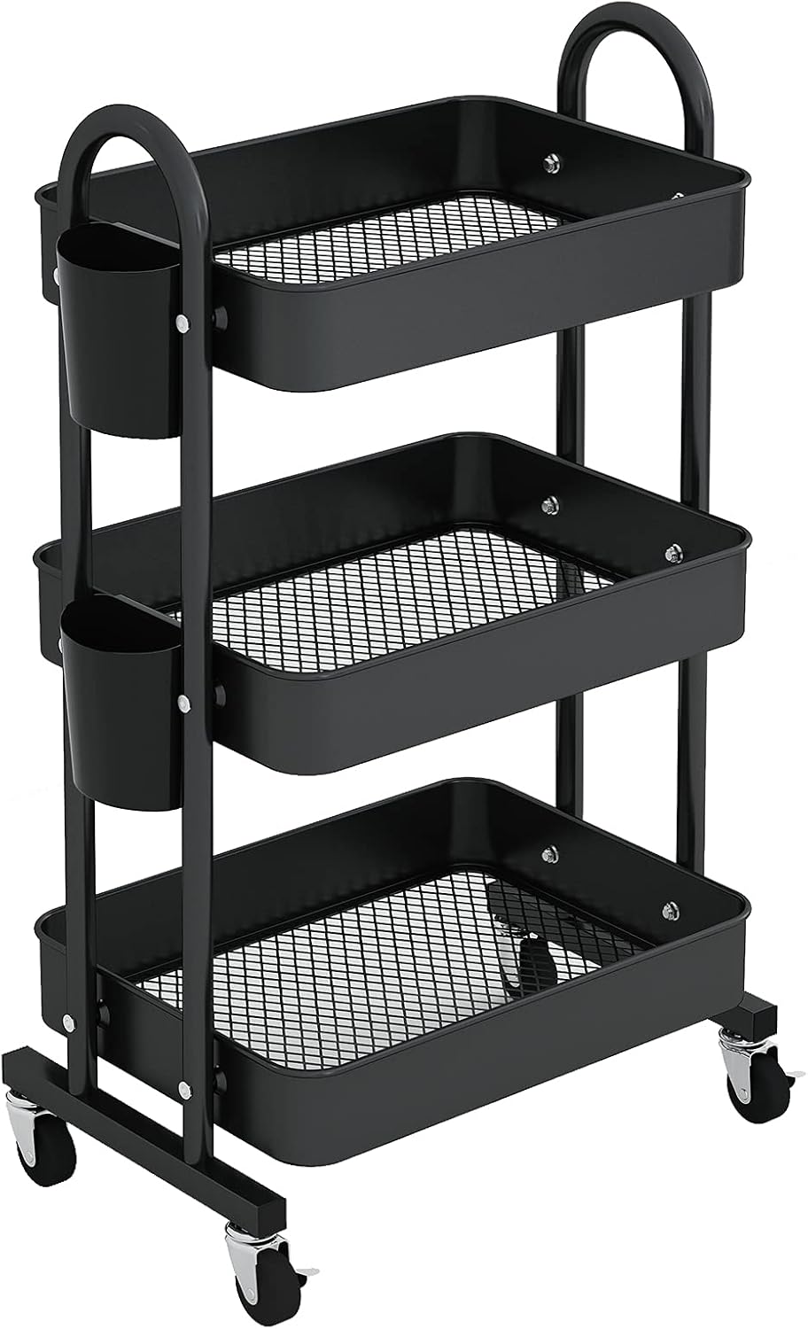 3-Tier Rolling Utility Cart with Mesh Basket and Wheels X250