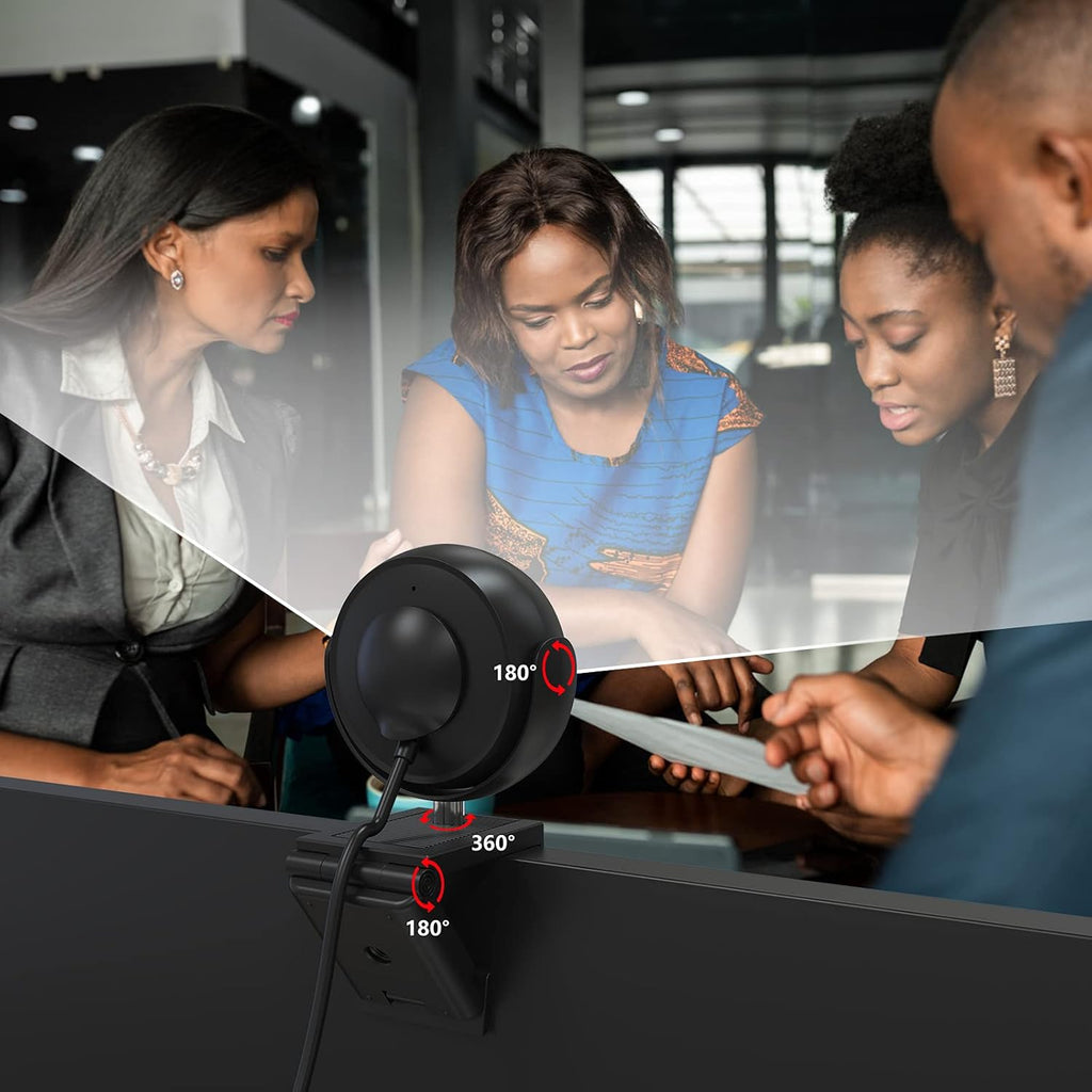 1080P Webcam with Ring Light, Privacy Cover, Noise Reduction Mics, Black H806