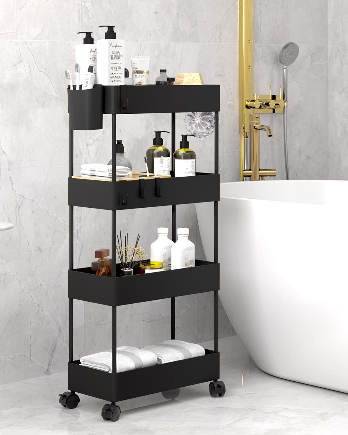 4 Tier Slim Rolling Storage Cart with Wheels O436