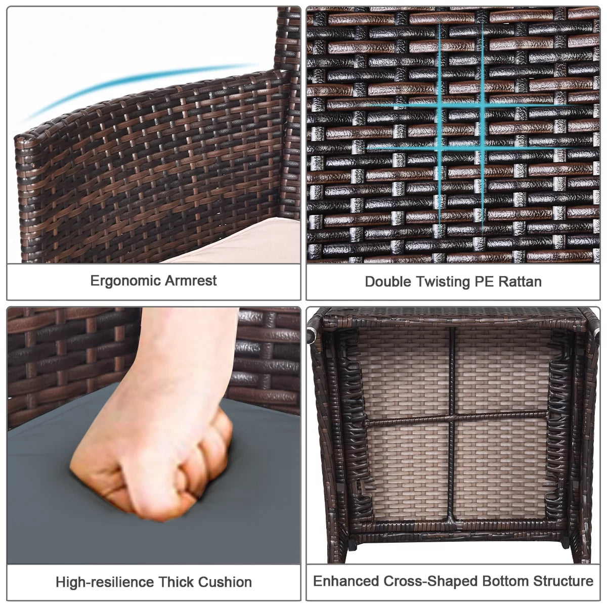 Outdoor Rattan Conversation Set 3 Pieces Y298