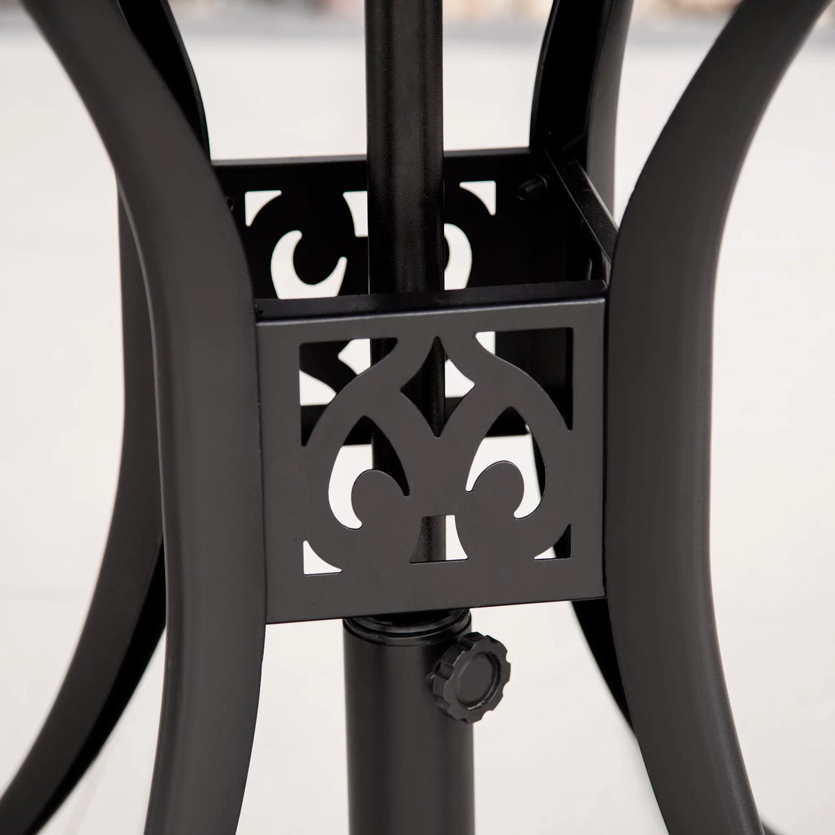 30 Round Patio Dining Table with Umbrella Hole, Black O41609
