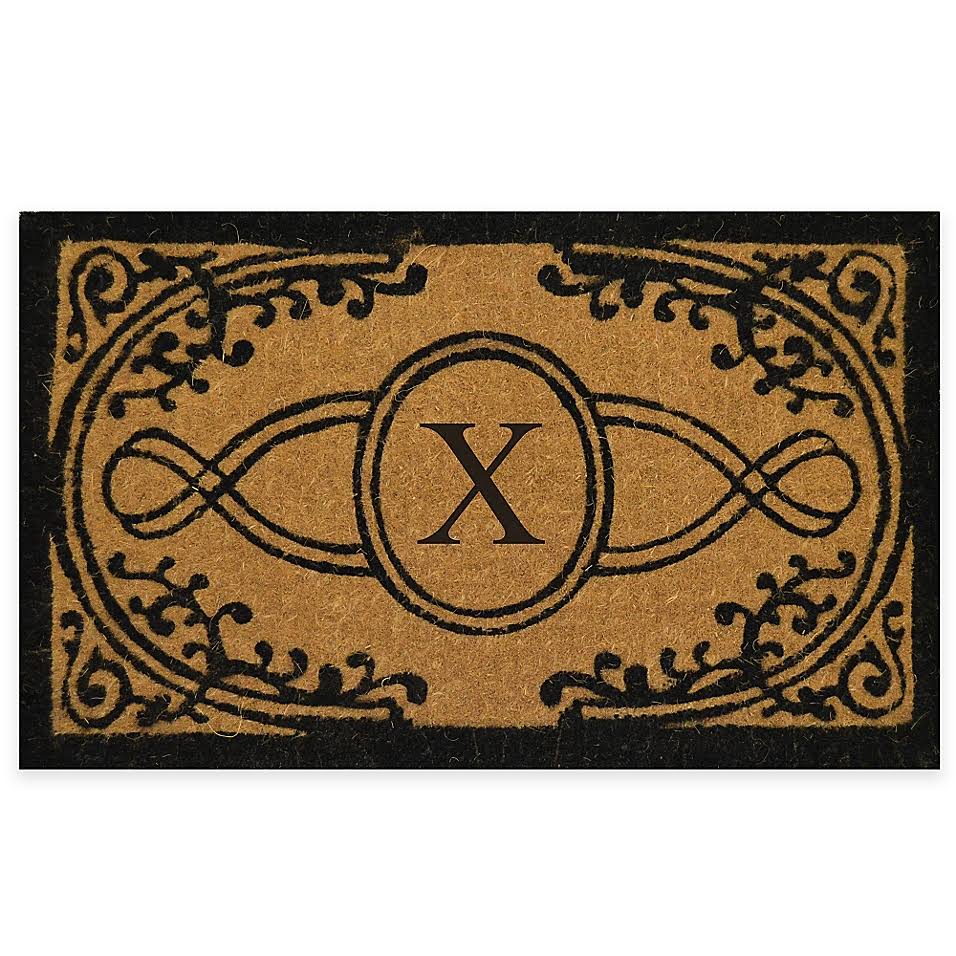 22x22 x 36x22 Monogrammed Letter Door Mat in Natural Black M994