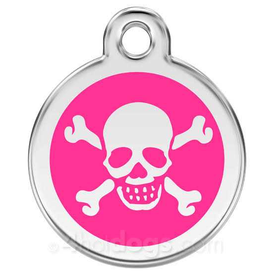 Enamel Pet ID Tag Skull & Cross Bone W88497