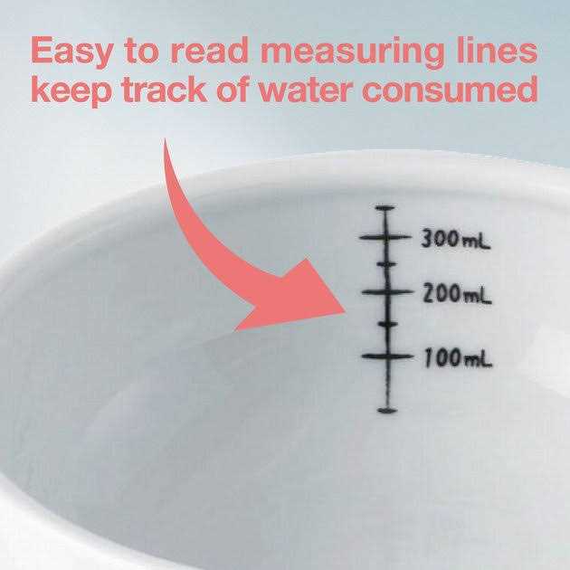 Raised Cat Water Bowl with Measurement Lines D6205